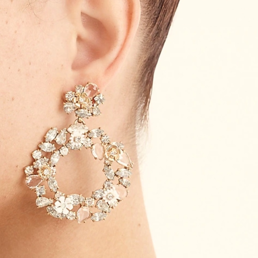 J Crew Colorful Floral Hoop Earrings